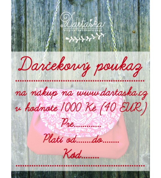 Darčekový poukaz v hodnote 1000 Kč/40 E Darčekový poukaz v hodnote 1000 Kč/40 E